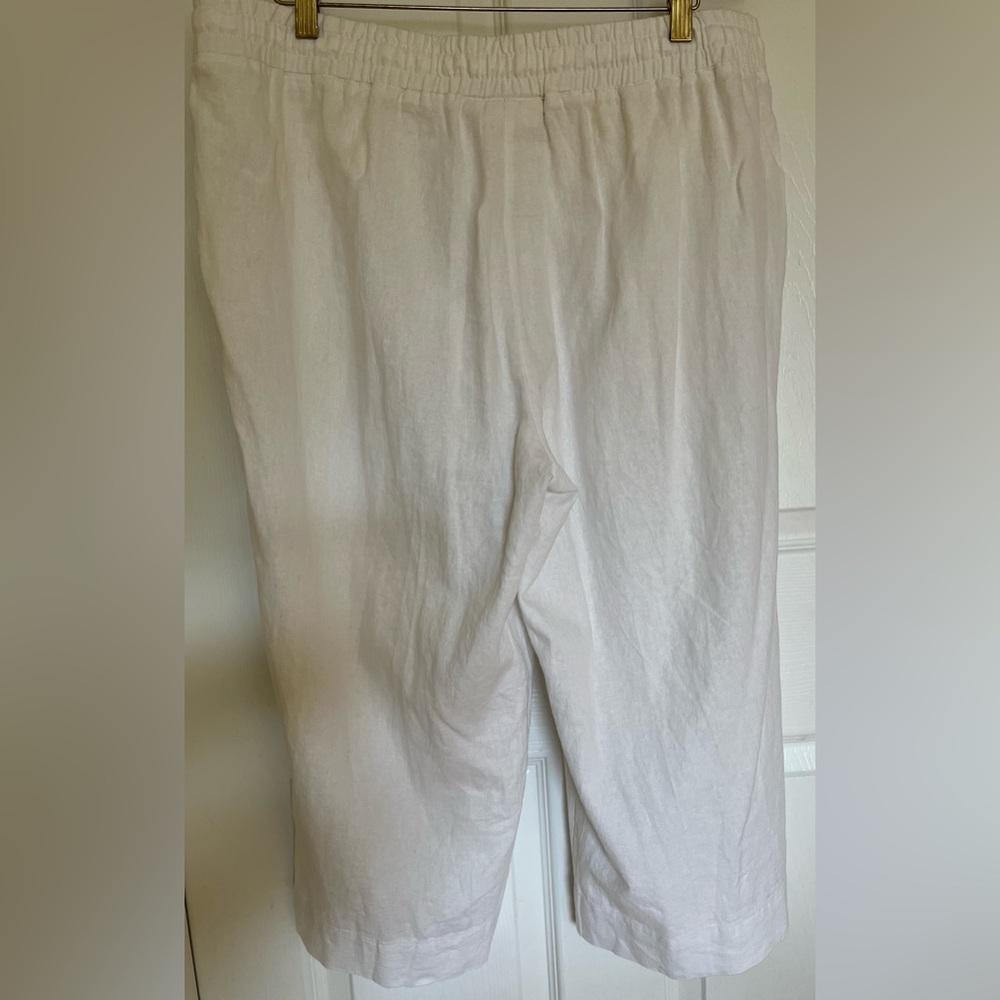 NWT -Land n Sea Linen Blend Wide Crop Pants with Elasticated Waist- White- Sz 1X - Picture 2 of 10